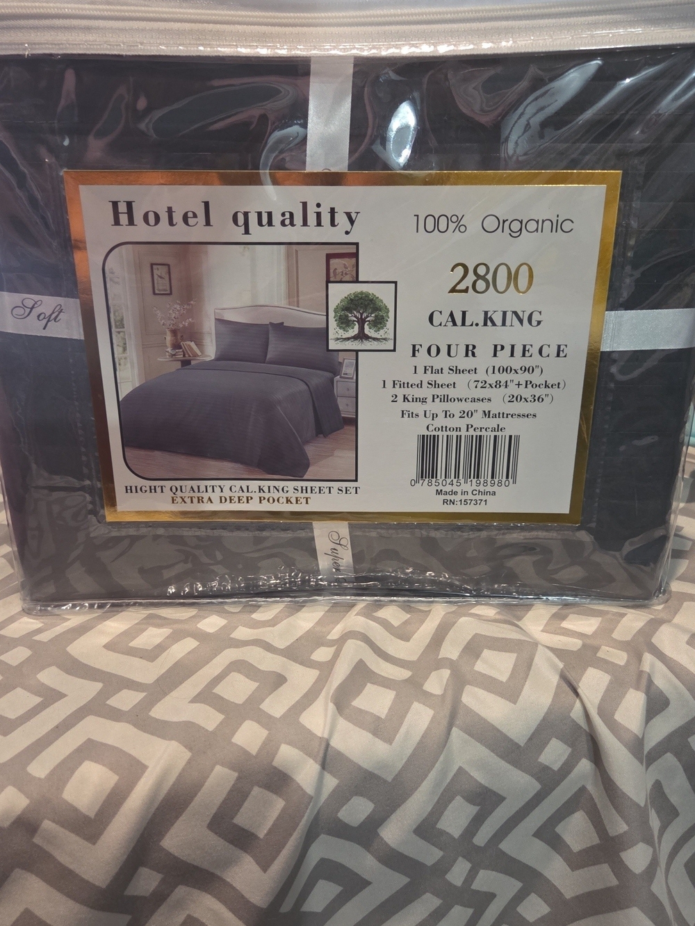 Hotel Quality 2800 Cal. King 4-Piece Sheet Set - Charcoal Gray